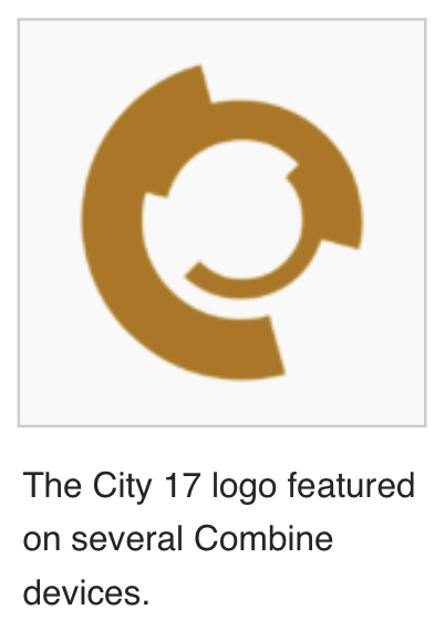 (city 17 logo) The City 17 logo featured on several Combine devices.