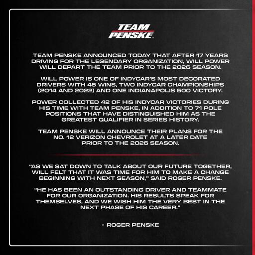 Will Power leaving Team Penske for 2026