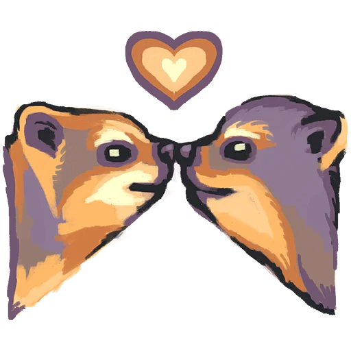 illustration of two hyrax animals booping noses affectionately with a heart over their heads.