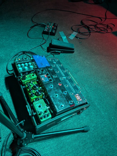 a guitar pedalboard belonging to Chris Buck. He's posted several videos on it to his YouTube channel.
