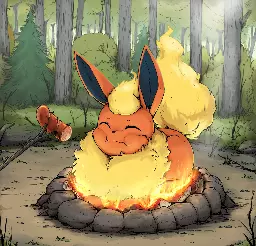 Flareon campfire(Art by OtakuAP)