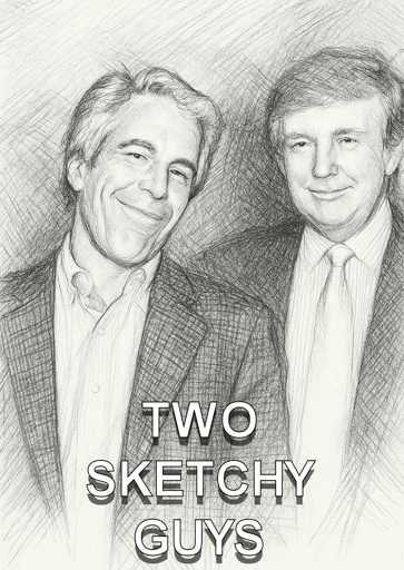 Epstein and Trump with smug looks on their faces.