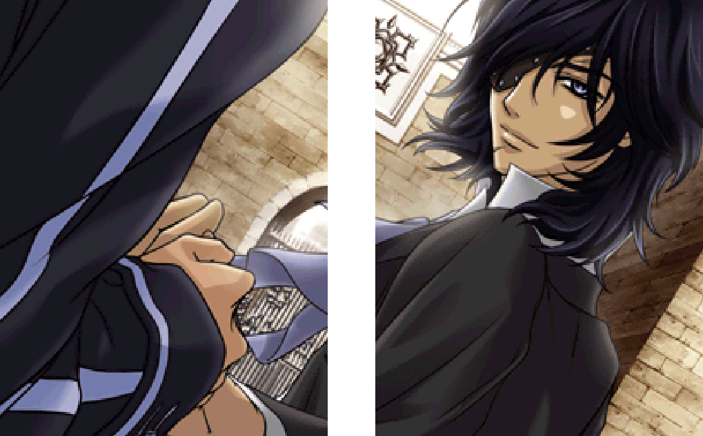 Good ending CG of Toga Yagari's route, showing him taking Yuki by the hand as they leave Cross Academy.