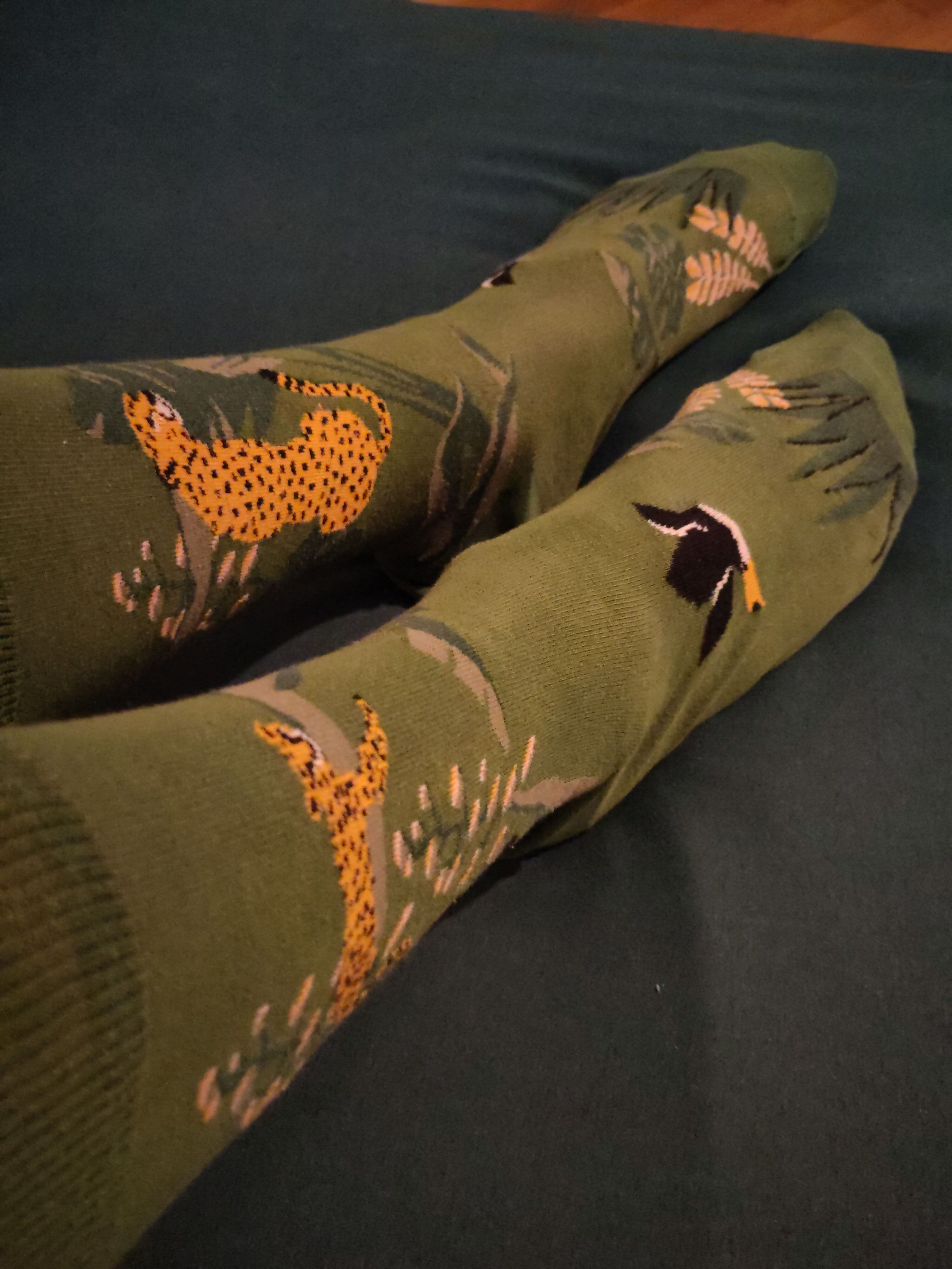 Socken mit Leoparden, Tukan und Dschungel Pflanzen Motiven