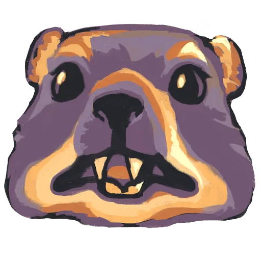 a stylized illustration of a hyrax head with a concerned and confused facial expression