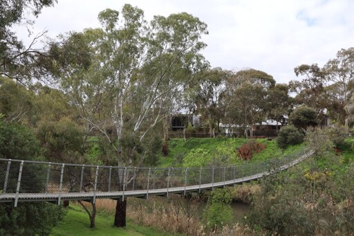 Swing bridge over River Torrens