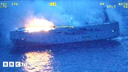 Ameland rescue: Crew jump off ship ablaze with cargo of 3,000 cars