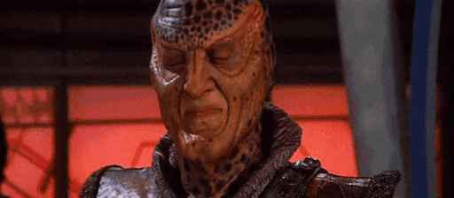 picture of the character G'Kar from Babylon 5 smiling