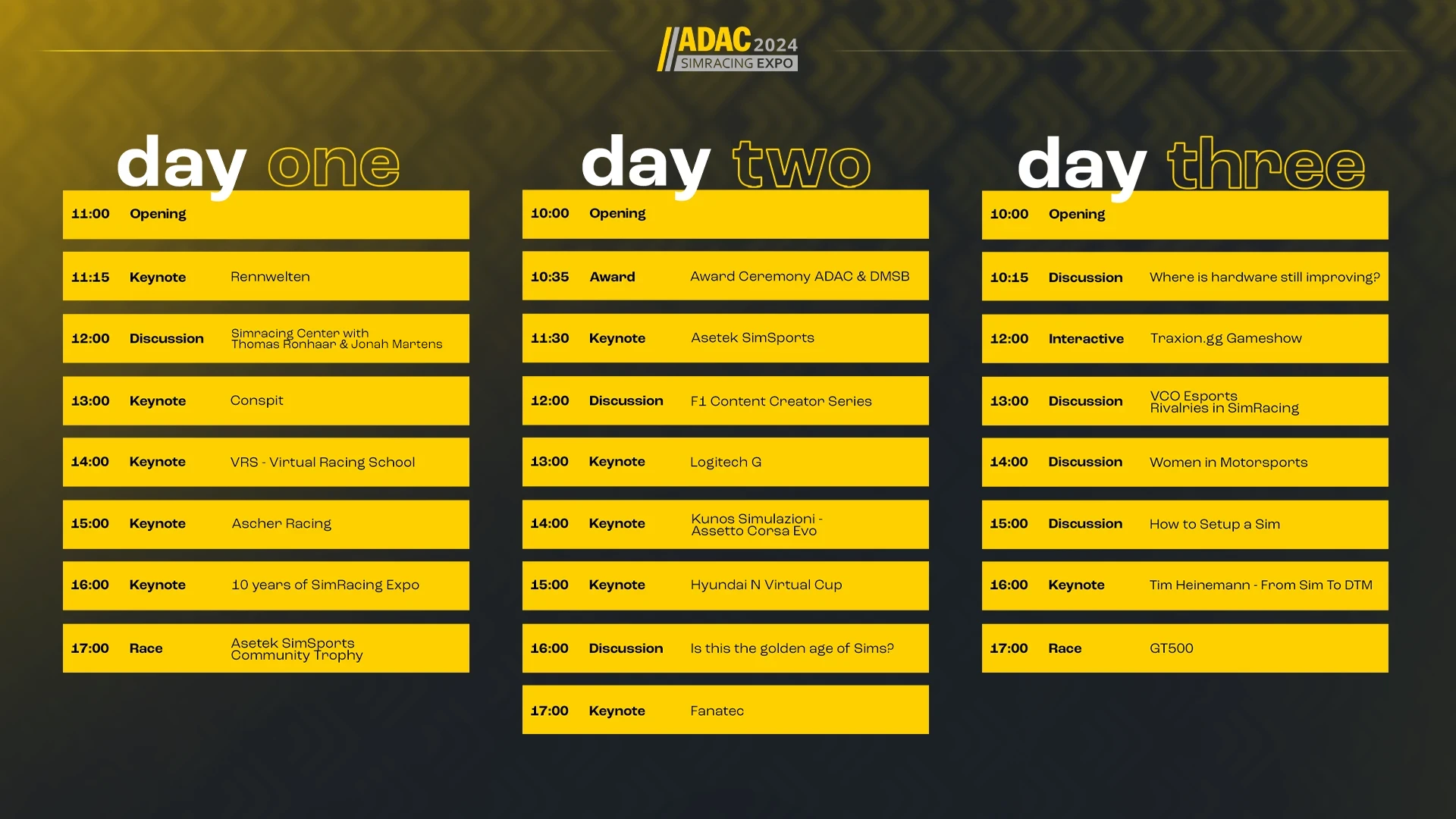 ADAC SimRacing Expo 2024 Schedule & Livestreams