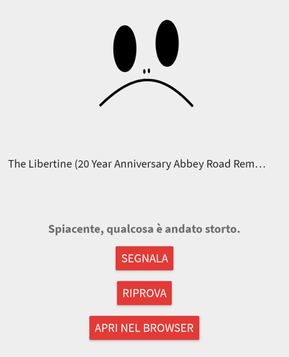 A screencap from the NewPipe app raising an error while trying to play a video from youtube.
The error message says in Italian: "Sorry, something went wrong".