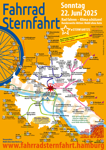 Routenplan der Fahrradsternfahrt