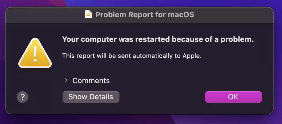 screenshot of pop-up after report was clicked