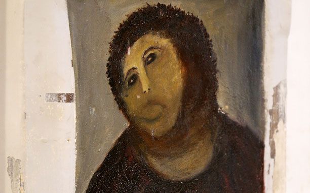 kaputtrestauriertes Jesusbild