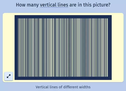 A screenshot of the daily game Estimate Me showing a picture of multiple vertical lines