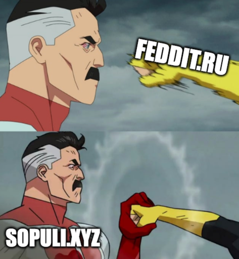 Omni Man "Sopuli.xyz" blocks punch "Feddit.ru"