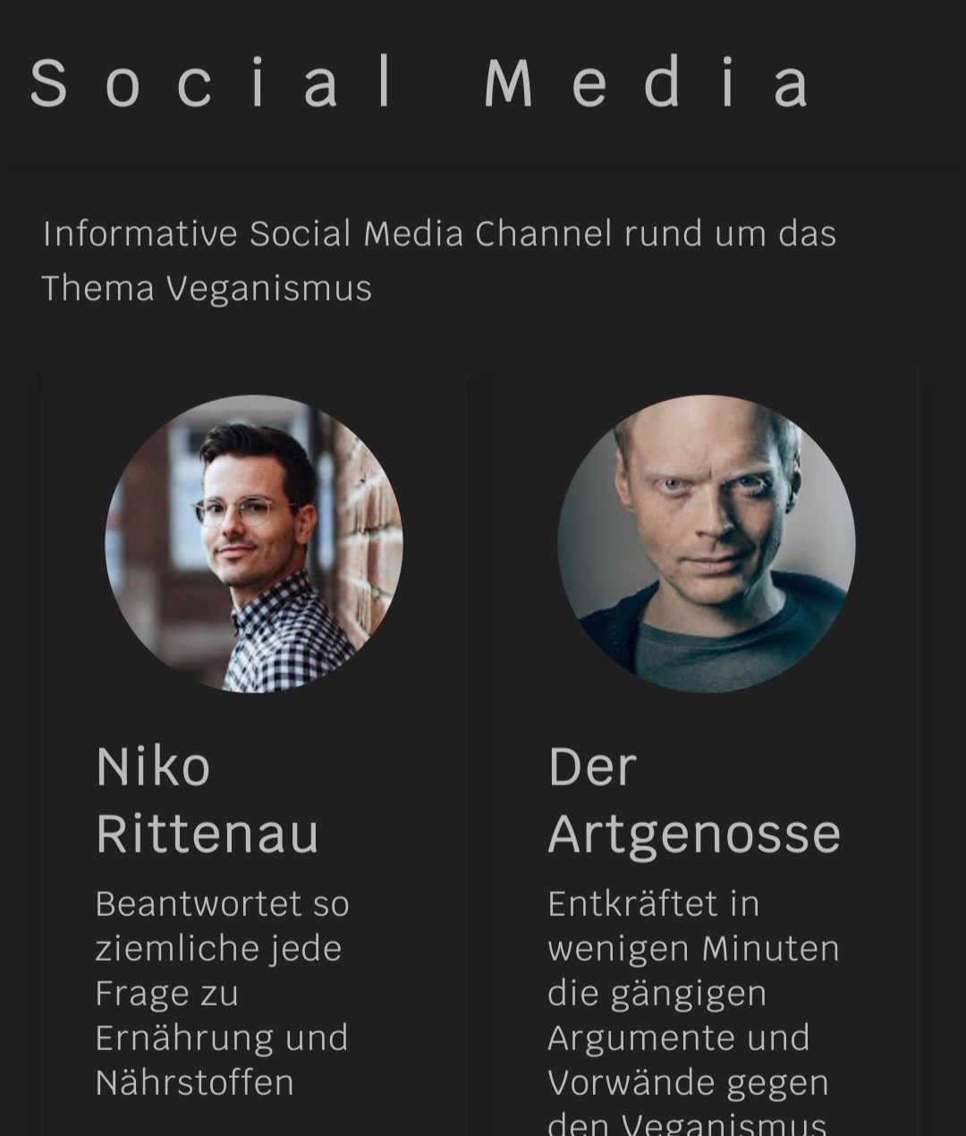 Niko Rittenau ausgewiesen als informative Quelle rund um das Thema Veganismus
