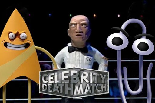 Celebrity Deathmatch featuring Badgey and Clippy