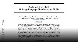 Paper page - The Era of 1-bit LLMs: All Large Language Models are in 1.58 Bits