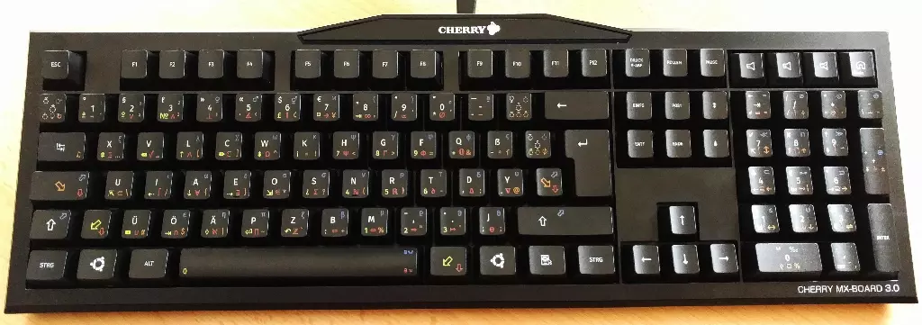 a cherry keyboard with neo2 layout