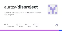 GitHub - aurtzy/disproject: Transient interface for managing and interacting with projects