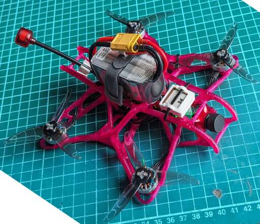 Image of a 3.5" quadcopter with a 3D printed frame.